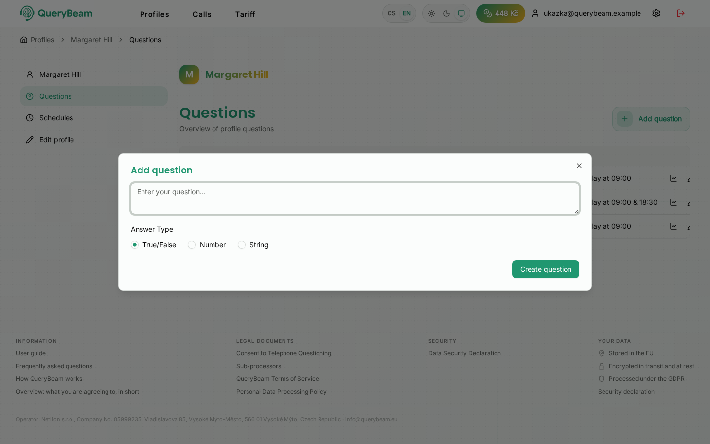 The add-question dialog